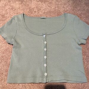 brandy melville green button top
